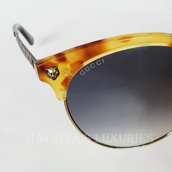 GUCCI SUNGLASSES GG00222 003 HAVANA ACETATE METAL TIGER HEAD GG LOGO ENG… main image 15